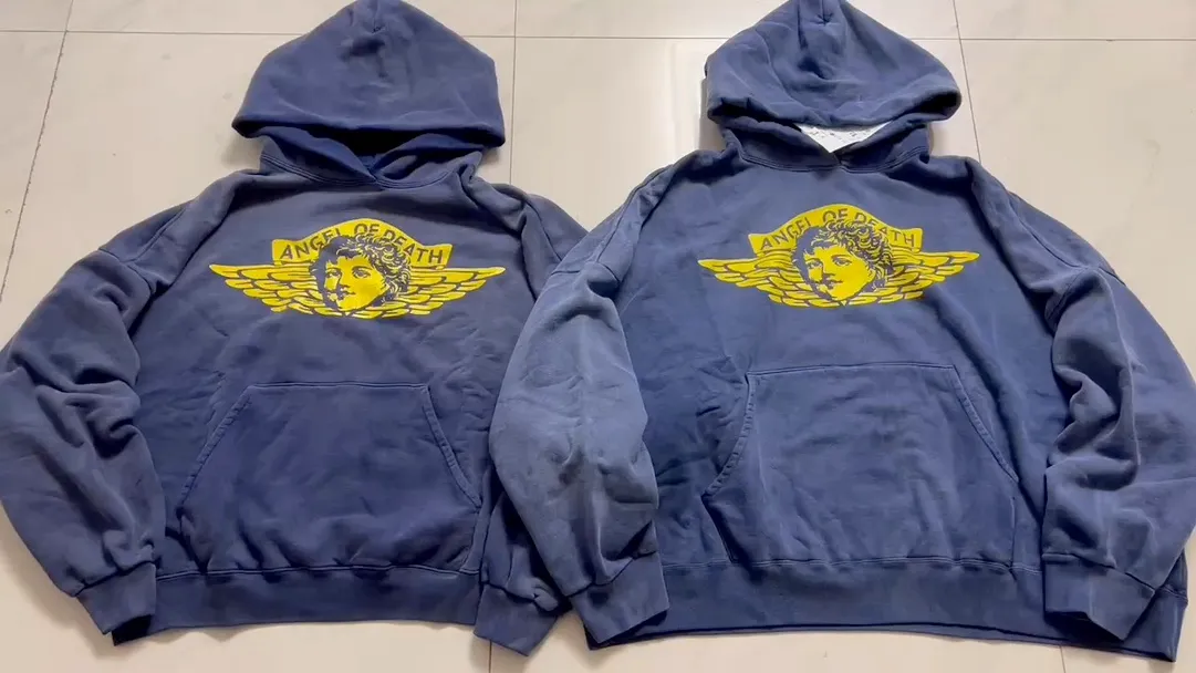 Proofing vs original SAINT M×××××× ANGEL HOODIE/NAVY Angel Reborn Blue Hoodie Washed Blue S-XL